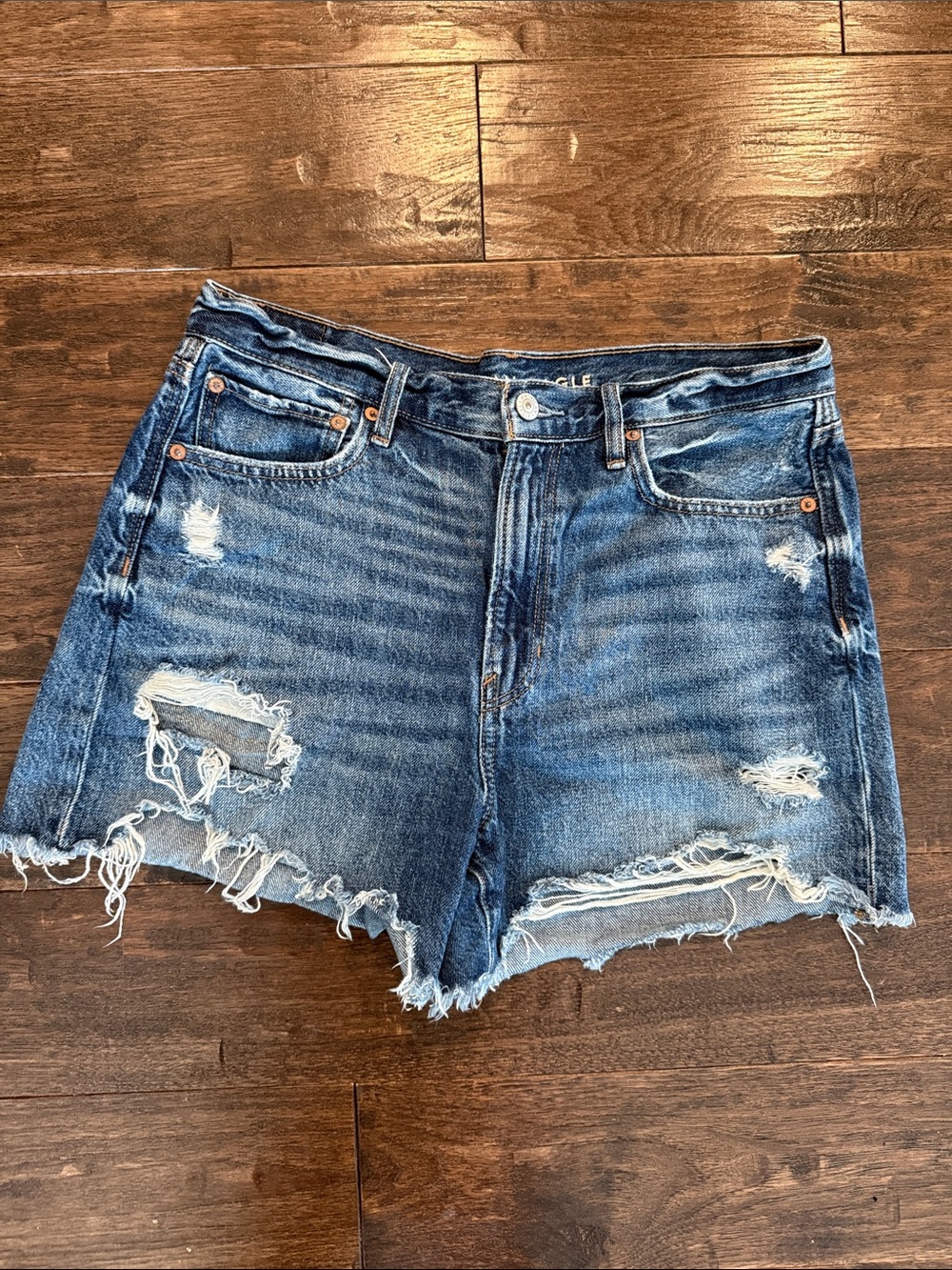 American Eagle Outfitters Medium Blue Distressed Denim Shorts